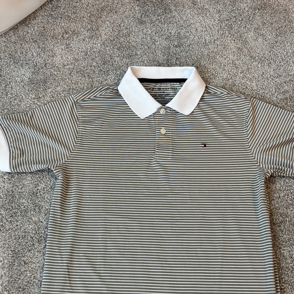 Tommy Hilfiger Kids Polo - Gray and White Stripes